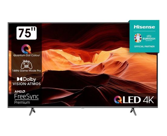 Hisense 75E77KQ PRO, LED TV - 75 - silver, UltraHD/4K, triple tuner, HDR10+, WLAN, LAN, Bluetooth, 120Hz panel
