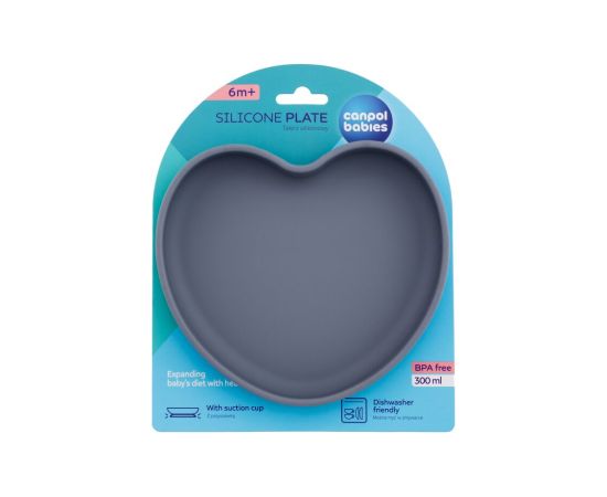 Canpol Silicone / Suction Plate Heart 300ml Grey