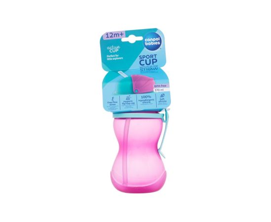 Canpol Active Cup / Sport Cup With Flip-Top Straw 370ml Pink