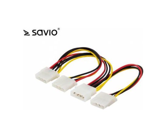 SAVIO Кабель питания AK-16|18 см| IDE Molex 4 pin male | 3xIDE Molex 4 pin female| Напряжение 12 В DCV DC