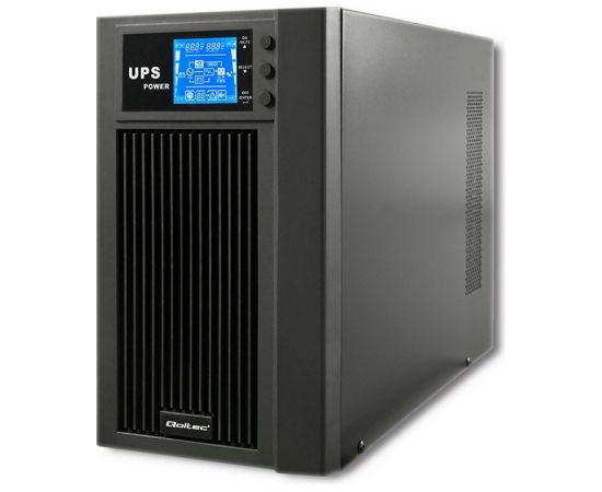 Qoltec 53043 Uninterruptible Power Supply | On-line | Pure Sine Wave | 3kVA | 2.4k0W | LCD | USB