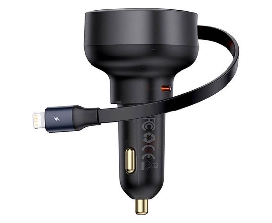 Car Charger Baseus Enjoyment Pro with lightning cable + USB-C , 55W (black)