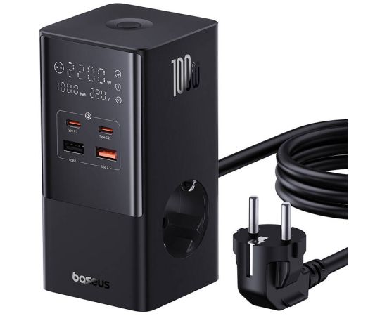 Wall charger / powerstrip Baseus PowerCombo 100W (black)