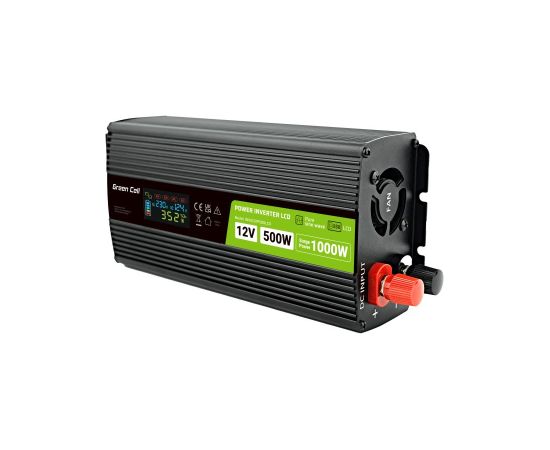 Green Cell PowerInverter LCD 12V 500W/10000W car inverter with display - pure sine wave