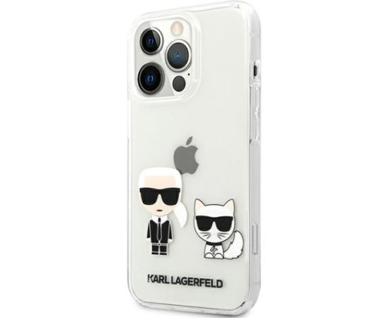 KLHCP13XCKTR Karl Lagerfeld PC|TPU Ikonik Karl and Choupette Case for iPhone 13 Pro Max Transparent