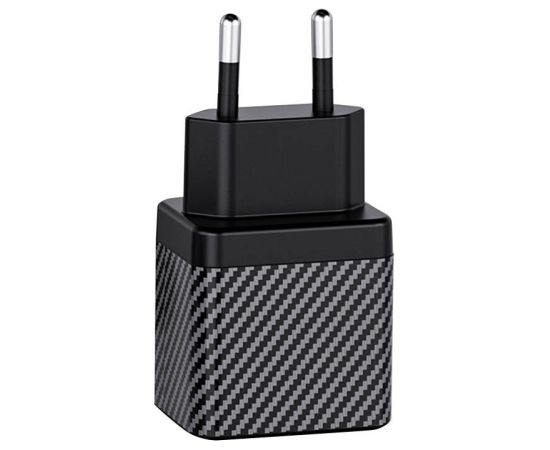 Wall charger INVZI GaN 2x USB-C, 45W, EU (black)