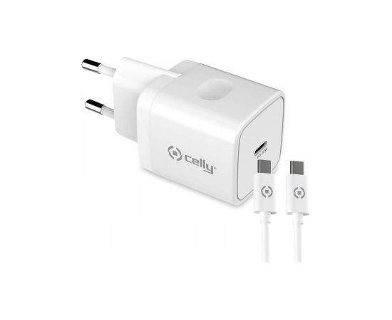 Celly TC USB-C 20W+TYPE-C CABLE WHITE