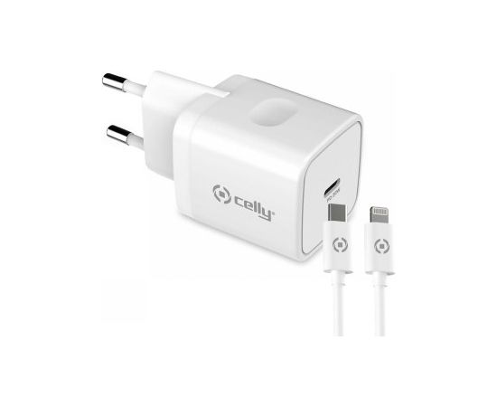 CELLY USB-C 20W+LIGHTNING CABLE WHITE