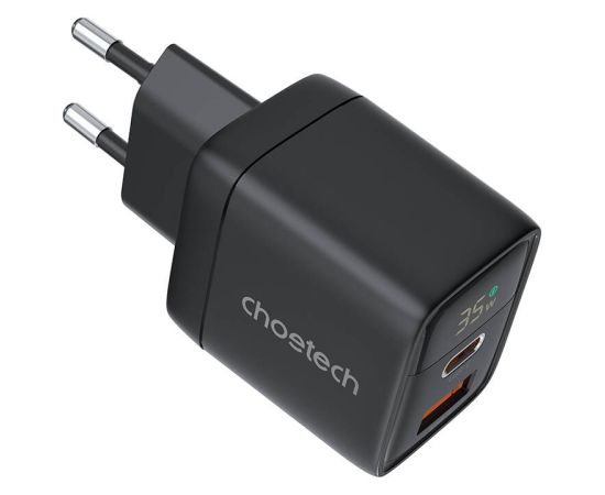 Wall charger GAN3 USB-A+C PD35W Choetech PD6052 (black)