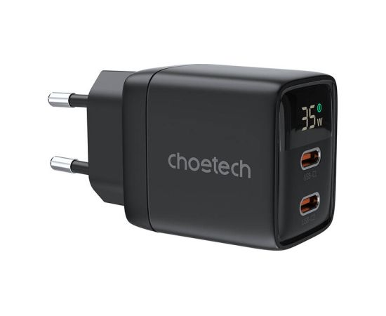 Wall charger GAN3 USB-C+C PD35W Choetech PD6051 (black)