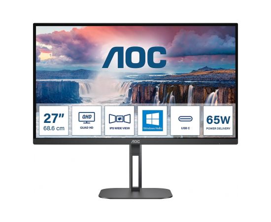 MONITORS AOC Q27V5N/BK 27inch WQHD VA 75Hz 4ms 300cd/m2 HDMI 1.4x2 DPx2 Speakers