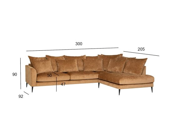 Corner sofa LARTES right corner, brown