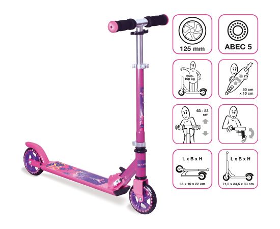 Muuwmi Aluminium Scooter skrejritenis 125 mm, rozā - AU 520