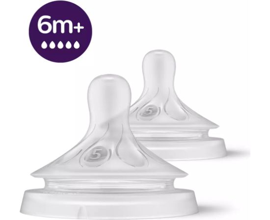 Philips Avent Natural Response pudeļu silikona knupīši, ātra plūsma, 6m+ (2 gab.) - SCY965/02