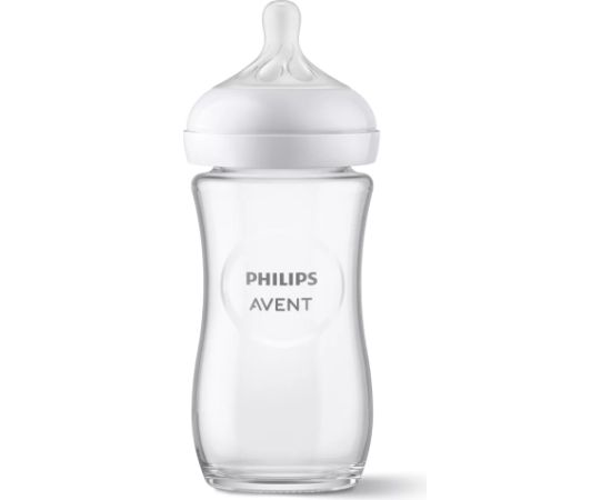 Philips Avent Natural Response stikla zīdaiņu pudelīte 240 ml, lēnas plūsmas knupītis 1m+ - SCY933/01