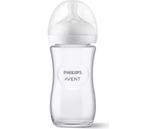 Philips Avent Natural Response stikla zīdaiņu pudelīte 240 ml, lēnas plūsmas knupītis 1m+ - SCY933/01