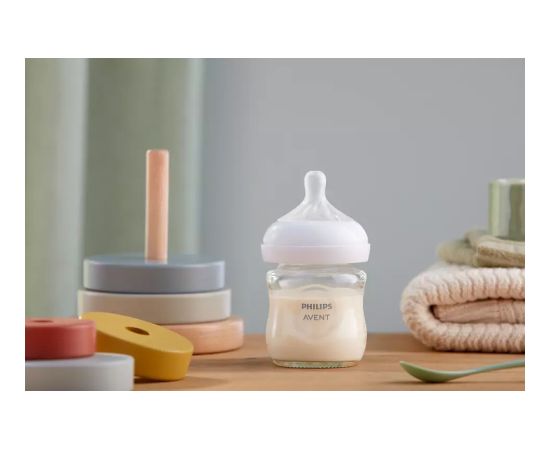 Philips Avent Natural Response stikla zīdaiņu pudelīte 125 ml, jaundzimušā knupītis, 0m+ - SCY930/01