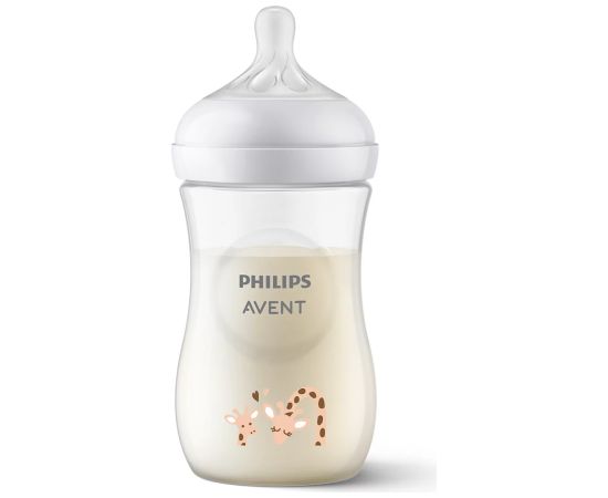 Philips Avent barošanas pudelīte Natural Response Giraffe 260 ml, lēnas plūsmas knupītis, 1m+ - SCY903/66