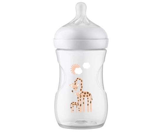 Philips Avent barošanas pudelīte Natural Response Giraffe 260 ml, lēnas plūsmas knupītis, 1m+ - SCY903/66