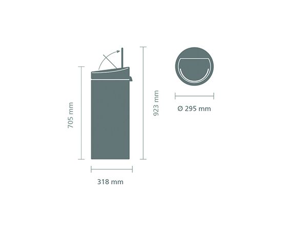 BRABANTIA aktritumu  tvertne Touch Bin 30l, Matt steel - 115349