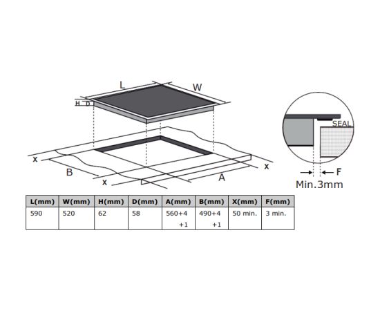 Built in induction hob Brandt BPI264DB