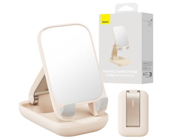 Folding Phone Stand Baseus with mirror (beige)