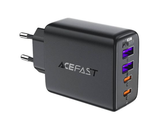 Wall charger Acefast A61 GaN 2xUSB-A, 2xUSB-C PD45W EU (black)