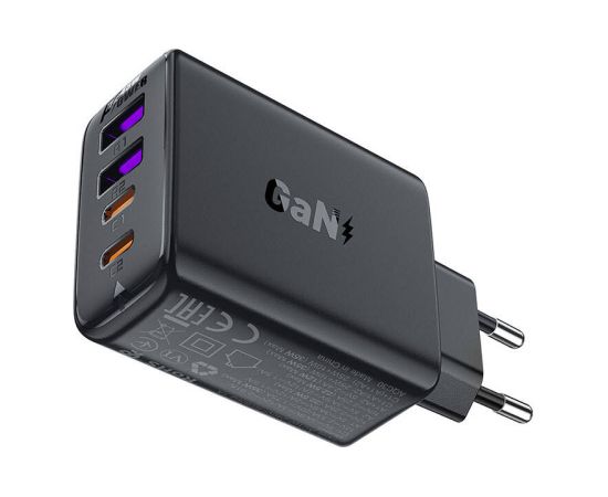 Wall charger Acefast A61 GaN 2xUSB-A, 2xUSB-C PD45W EU (black)