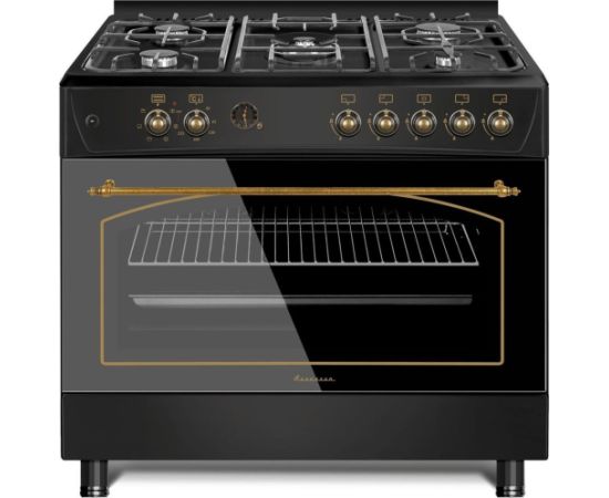 Ravanson KWGE-K90-6 TOP CHEF cooker Freestanding cooker Electric Gas Black