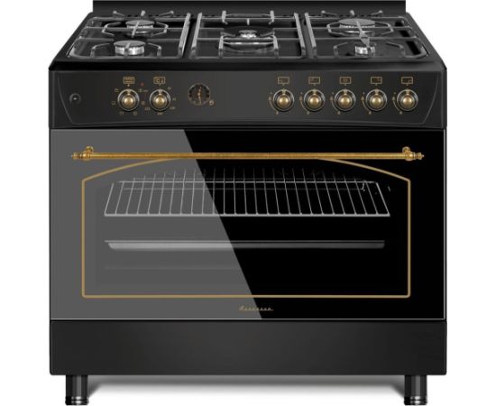 Ravanson KWGE-K90-6 TOP CHEF cooker Freestanding cooker Electric Gas Black