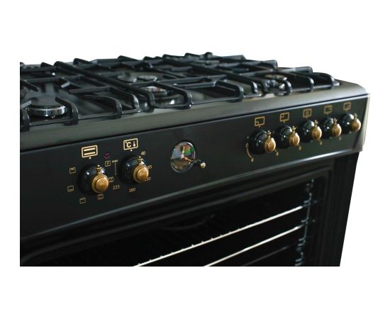 Ravanson KWGE-K90-6 TOP CHEF cooker Freestanding cooker Electric Gas Black