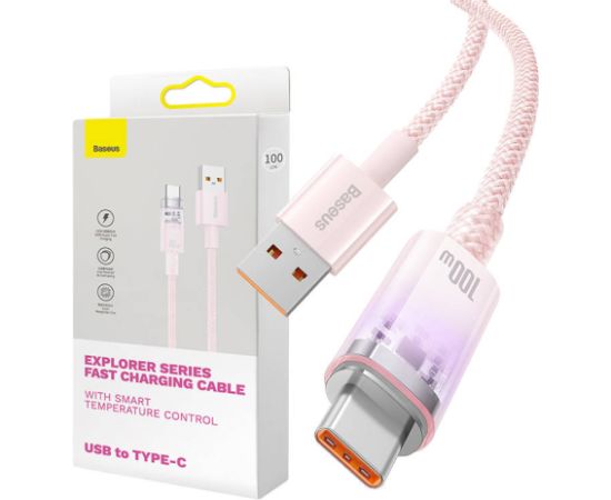 Quick Charge USB-C Baseus Flash, 6A,1m (Pink)