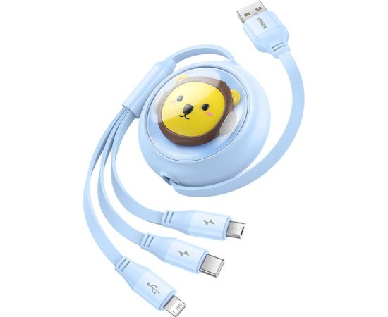 Charging Cable 3w1 Baseus USB to USB-C, USB-M, Lightning 3,5A, 1,1m (blue)
