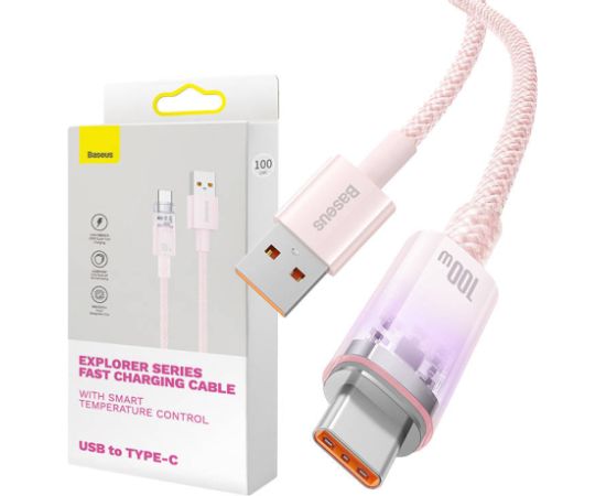 Quick Charge USB-C Baseus  6A, 1m (Pink)