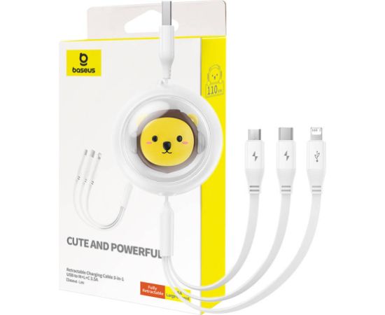Charging Cable 3w1 Baseus USB to USB-C, USB-M, Lightning 3,5A, 1,1m (White)
