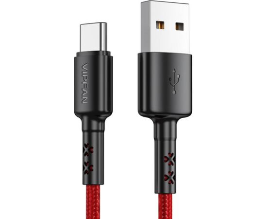 USB to USB-C cable Vipfan X02, 3A, 1.8m (red)