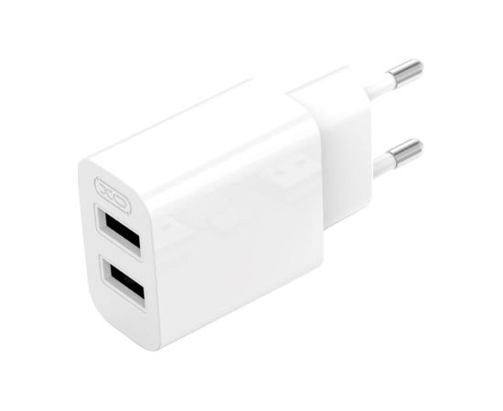 Wall charger XO L109  2x USB-A, cable USB Type-C,  2.4A (white)