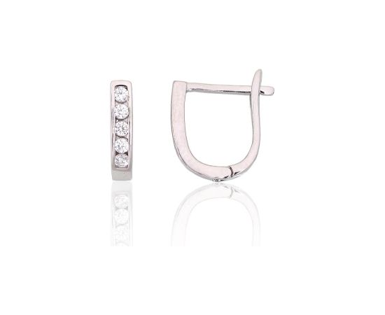 Sudraba auskari ar 'angļu' slēdzēju #2204122(PRh-Gr)_CZ, Sudrabs 925°, rodijs (pārklājums), Cirkoni, 1.1 gr. Ar "angļu" slēdzēju