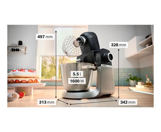 Bosch MUMS6ZS13D food processor (black/stainless steel, 1,600 watts, series 6, integrated scale, timer)