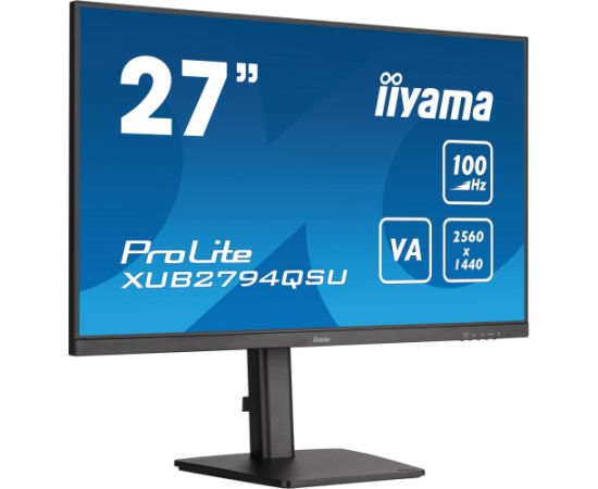 iiyama ProLite XUB2794QSU-B6, LED monitor - 27 - black, QHD, HDMI, DisplayPort, Free-Sync, USB, Pivot, 100Hz panel