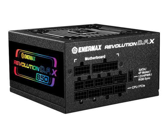 Enermax REVOLUTION DFX 850W, PC power supply (black, 2x 12VHPWR, 4x PCIe, cable management, 850 watts)