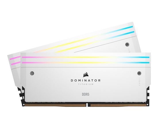 Corsair DDR5 - 64GB - 6400 - CL - 32 (2x 32 GB) dual kit, RAM (white, CMP64GX5M2B6400C32W, Dominator Titanium, INTEL XMP)