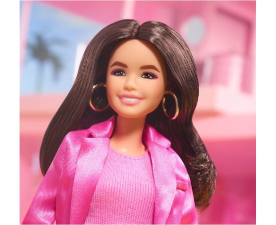 Mattel Barbie Signature The Movie - America Ferrera as Gloria doll for the film in a three-piece pants suit in pink, toy figure