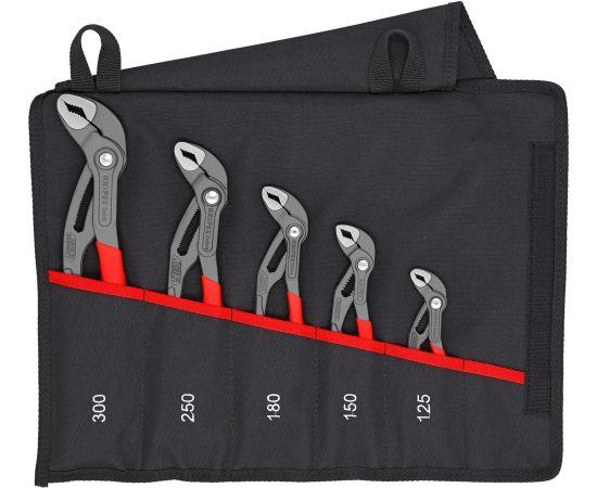 KNIPEX Cobra set, 5 pieces, pliers set (black, serrated grip surfaces, integrated clamp protection)