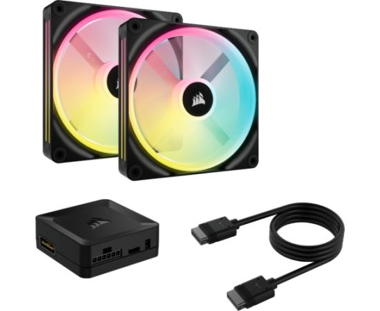 Corsair iCUE LINK QX140 RGB 140mm PWM Fan Case Fan (Black Starter Kit) Korpusu dzesēšana