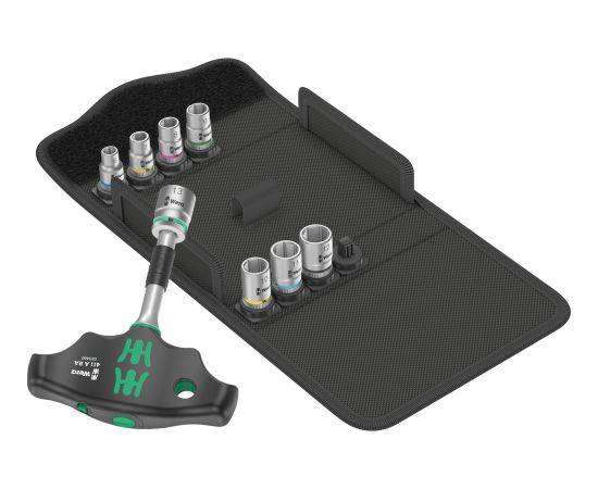 Wera Kraftform Kompakt 400 RA Set 2, with ratchet function, socket wrench (black/green, 1/4, 9 pieces, with ball lock)