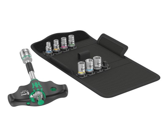 Wera Kraftform Kompakt 400 RA Set 2, with ratchet function, socket wrench (black/green, 1/4, 9 pieces, with ball lock)