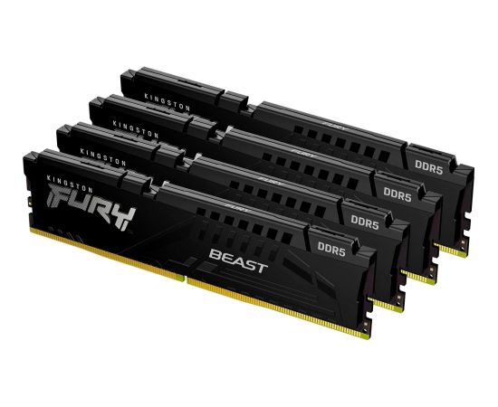 Kingston FURY DDR5 - 128GB -5200 - CL - 40 (4x 32 GB) Quad-Kit, RAM (black, KF552C40BBK4-128, Fury Beast, INTEL XMP)