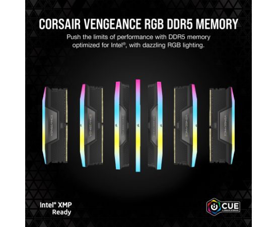 Corsair DDR5 - 32GB - 6000 - CL - 36 (2x 16 GB) dual kit, RAM (black, CMH32GX5M2E6000C36, Vengeance RGB, INTEL XMP)