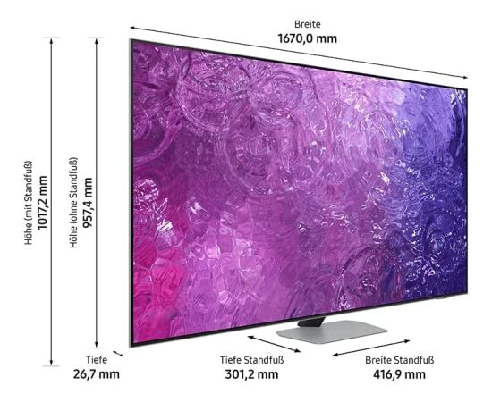 SAMSUNG Neo QLED GQ-75QN90C, QLED television (189 cm (75 inches), titanium, UltraHD/4K, twin tuner, HD+, 120Hz panel)